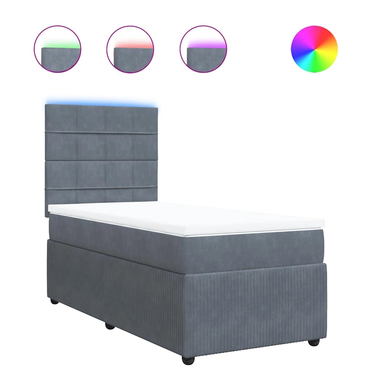 vidaXL Boxspringbett mit Matratze Dunkelgrau 90x200 cm Samt 3294539 günstig online kaufen