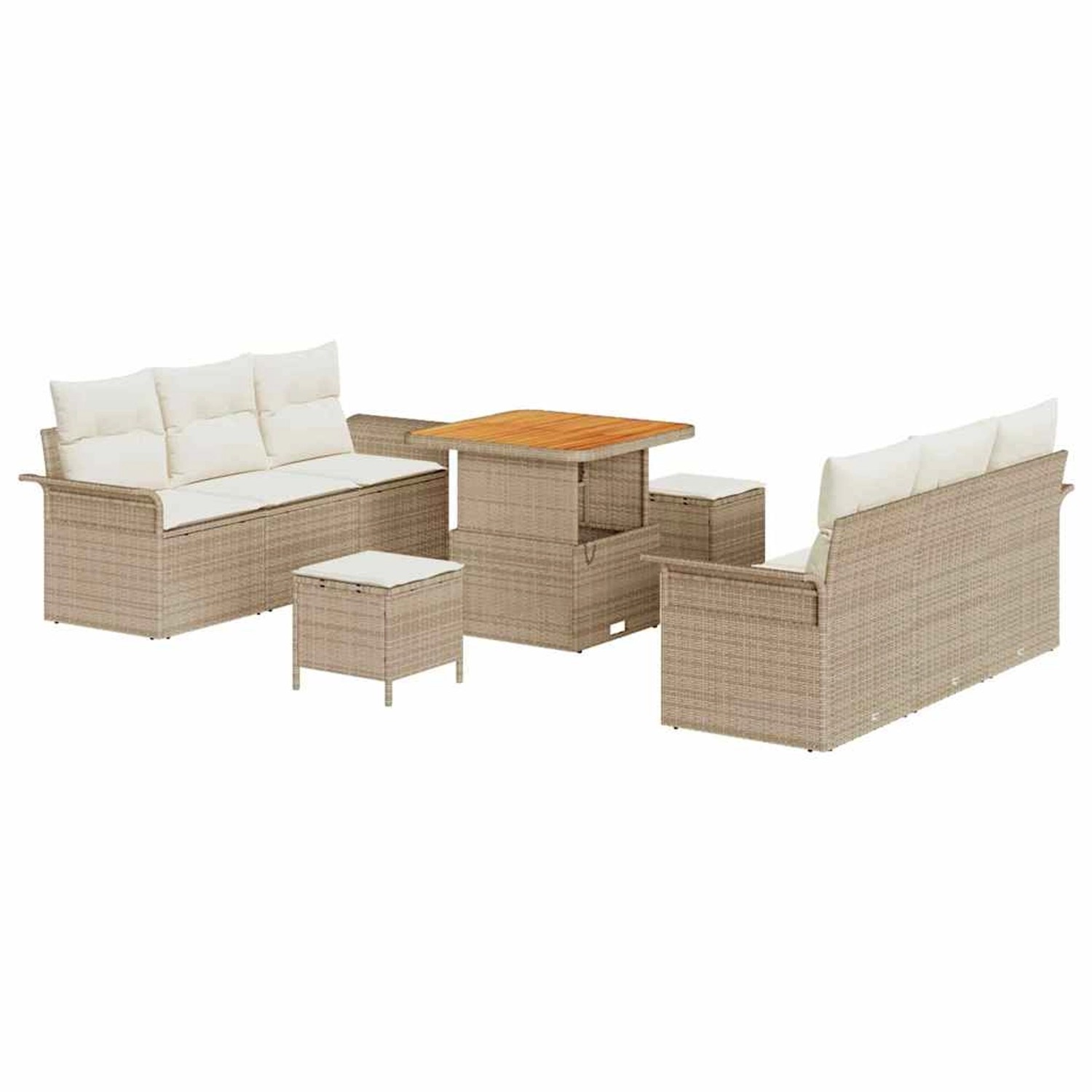 vidaXL Garten-Sofa-Set 9-Tlg Beige Poly Rattan 3362086 günstig online kaufen