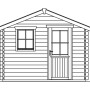 Illustration: Skan Holz Gartenhaus Narvik 1, 300x300 cm, Holz-Gartenhaus mit Fenster und Tür.