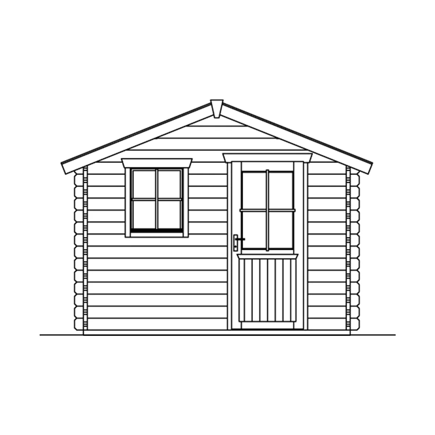 Illustration: Skan Holz Gartenhaus Narvik 1, 300x300 cm, Holz-Gartenhaus mit Fenster und Tür.