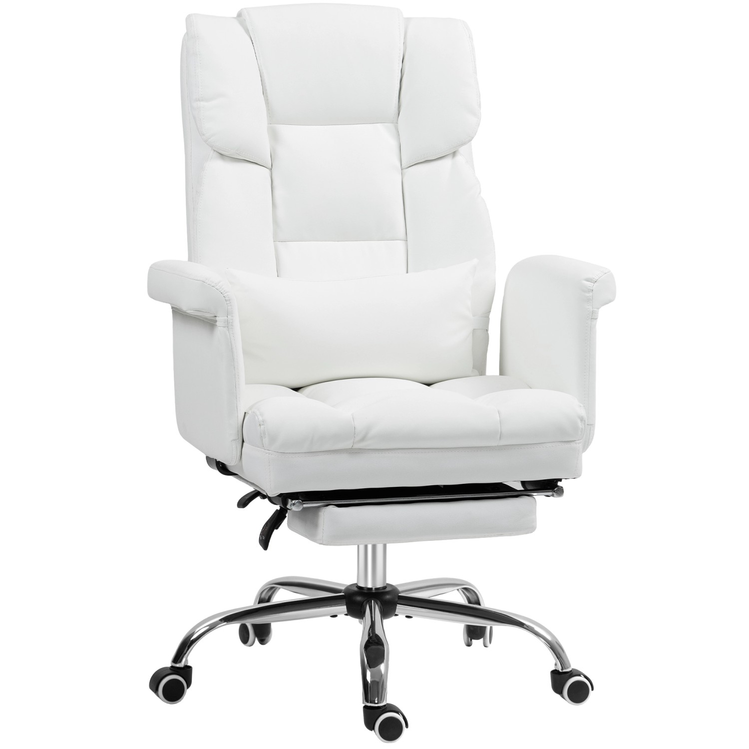 HOMCOM Bürostuhl mit Liegefunktion Kunstleder Weiß 69L x 65B x 107-115H cm günstig online kaufen