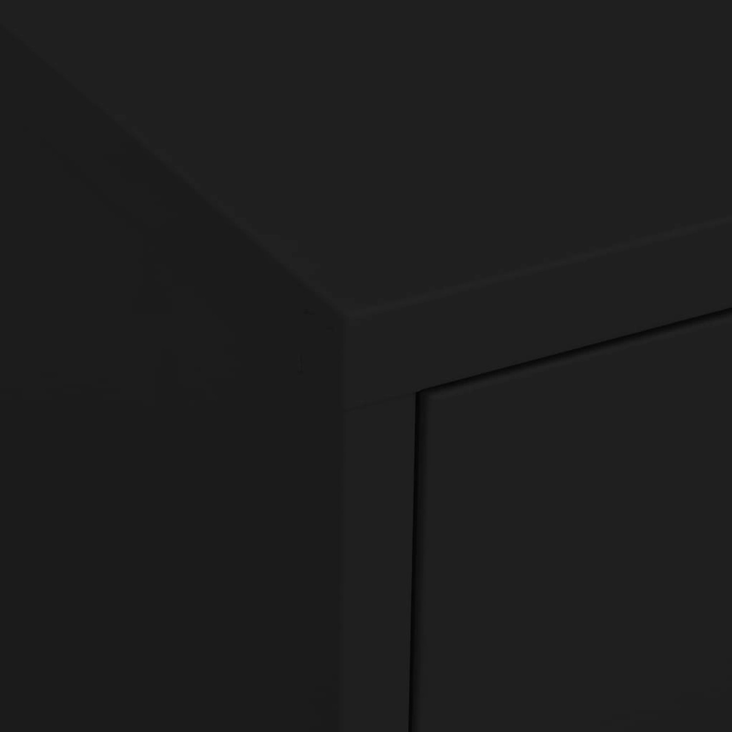 Detailaufnahme: Schwarzer vidaXL Lagerschrank (80x35x101,5 cm) aus Stahl, Büroschrank.