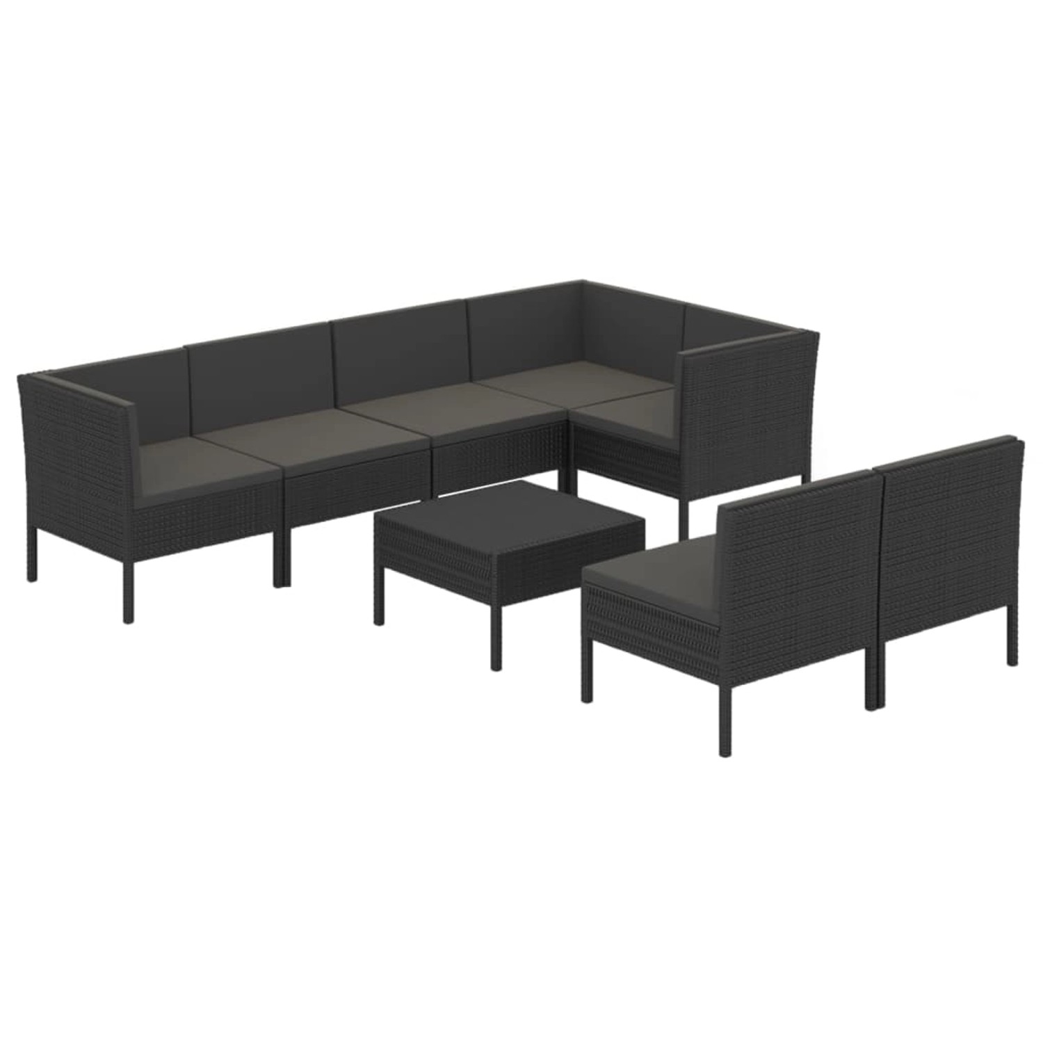 vidaXL 8-tlg Garten-Lounge-Set mit Auflagen Poly Rattan Schwarz Modell 38