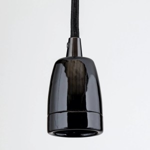 Schwarze Orion Lightstyle Keramikfassung E27 für Lampen und Leuchten.