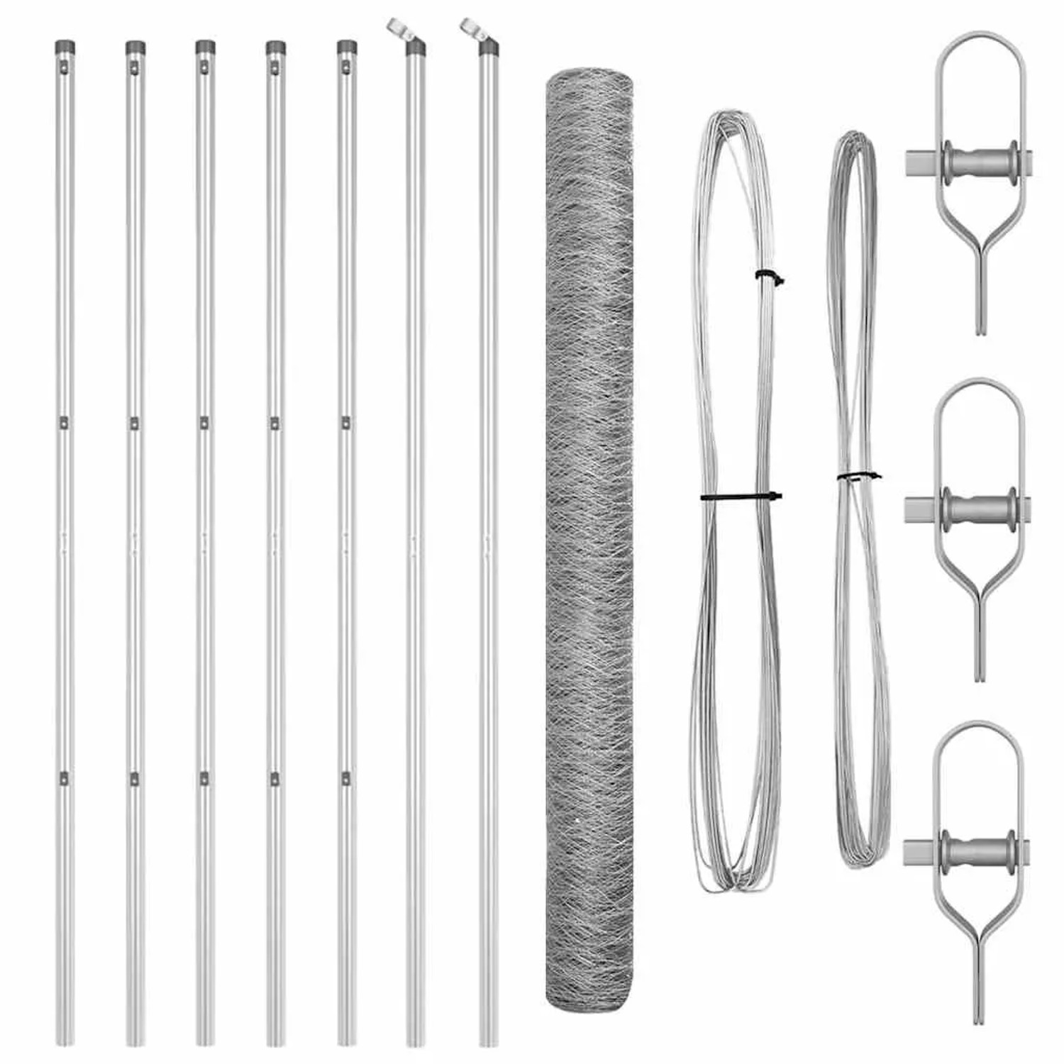 vidaXL Zaunpfosten Silber 10 x 1,6 m 50 mm Maschenweite Stahl 3352937 günstig online kaufen