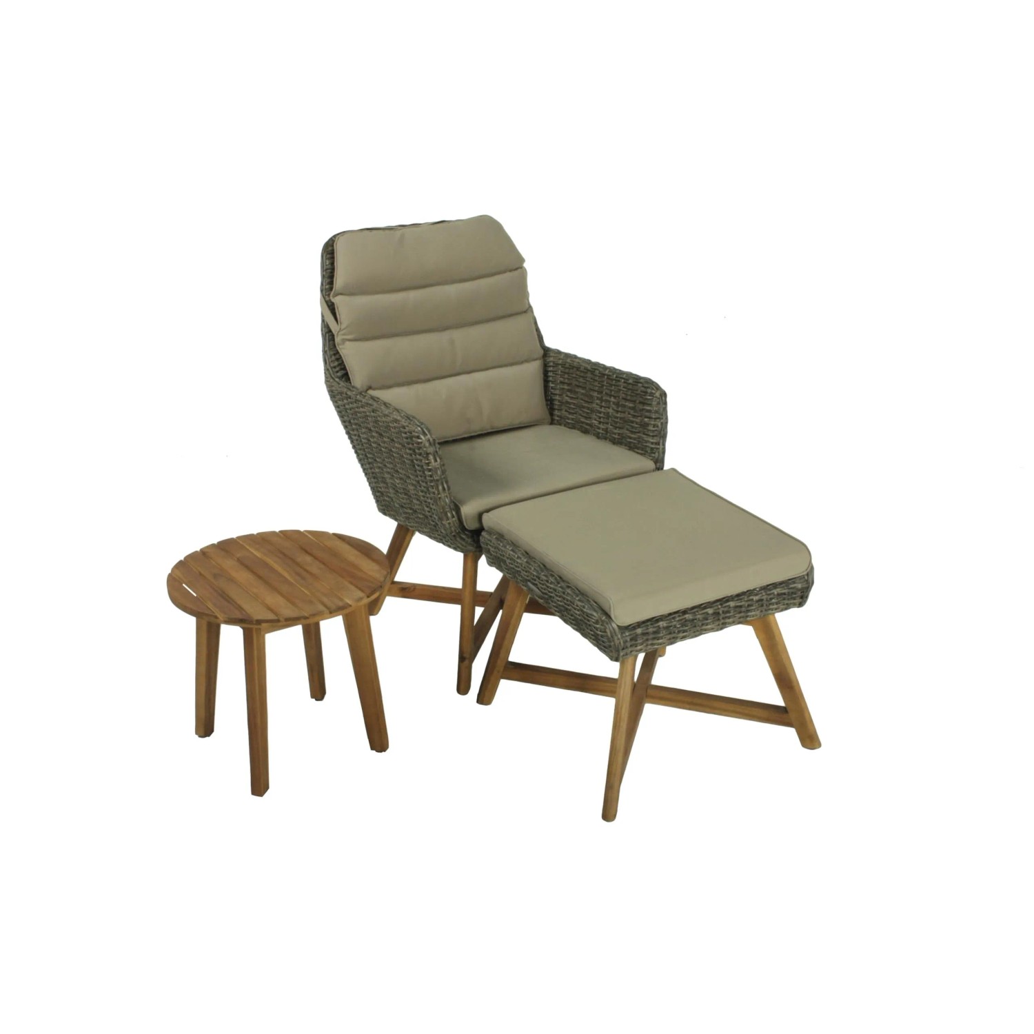 DELUKE Gartenstuhl TOKIO Beistelltisch Akazie Braun 85x65x95cm Gartenstuhl-Set Gartenmöbel Set Garten Loungegruppe