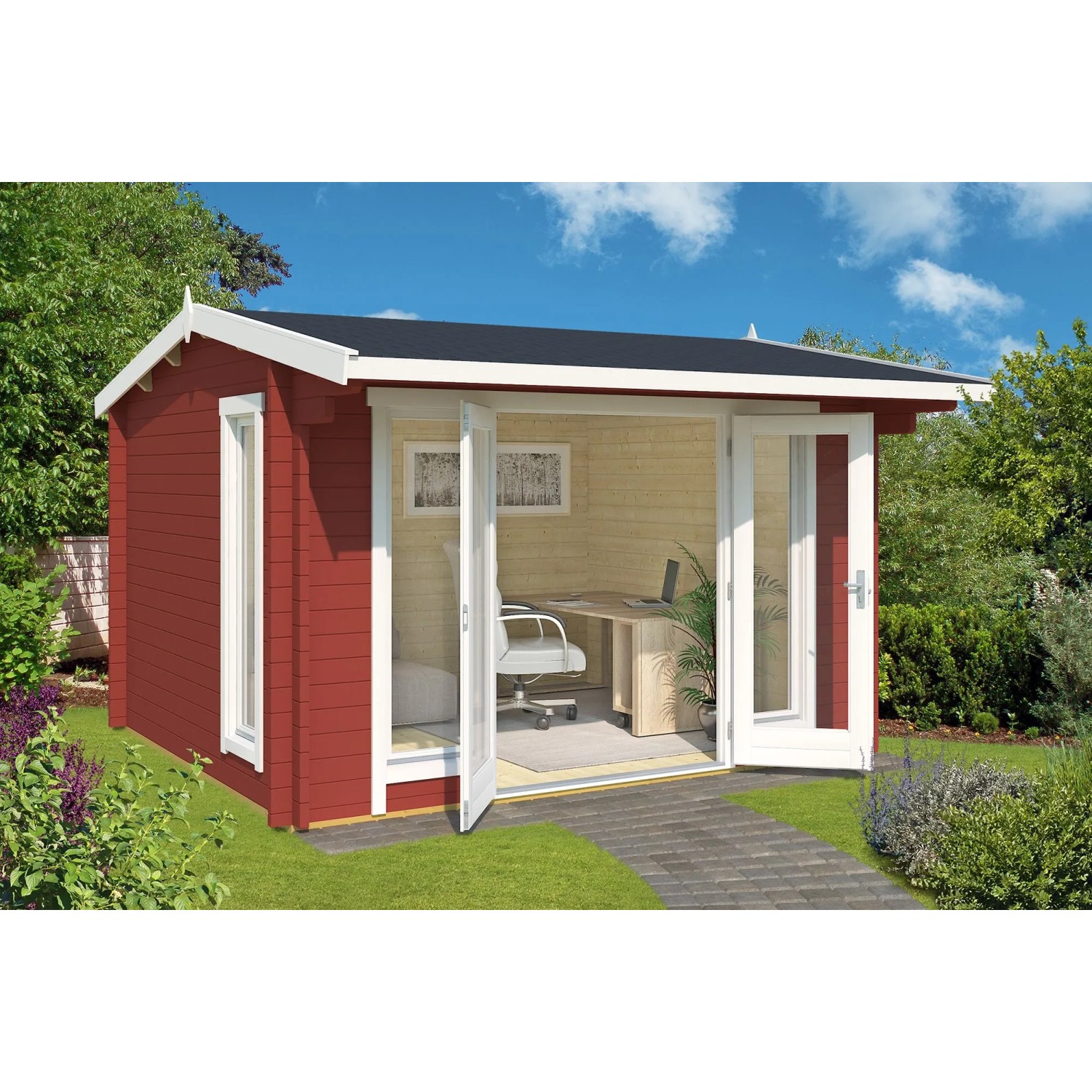 Lasita Gartenhaus Jubilee 44 Schwedenrot 350 cm x 300 cm