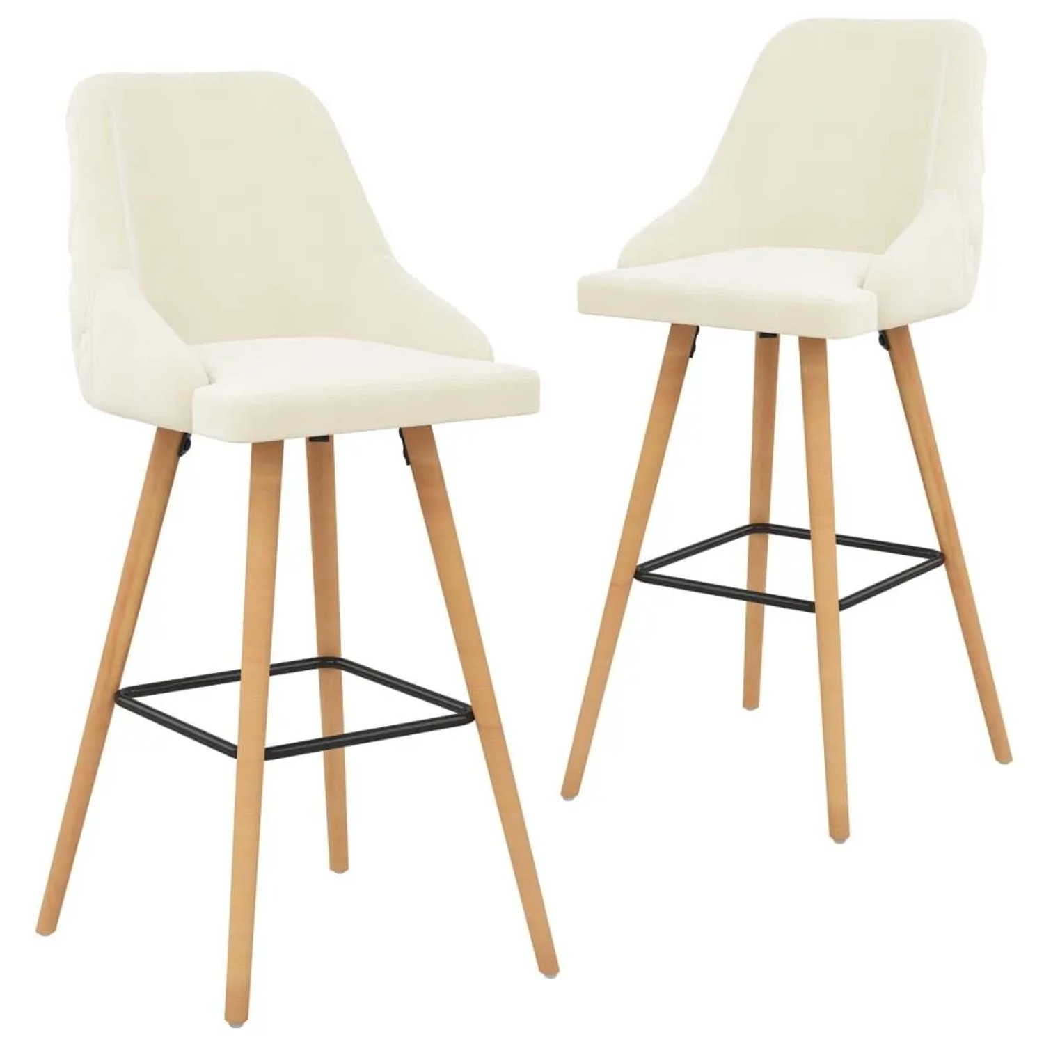vidaXL Barhocker 2 Stk Creme Samt 289556