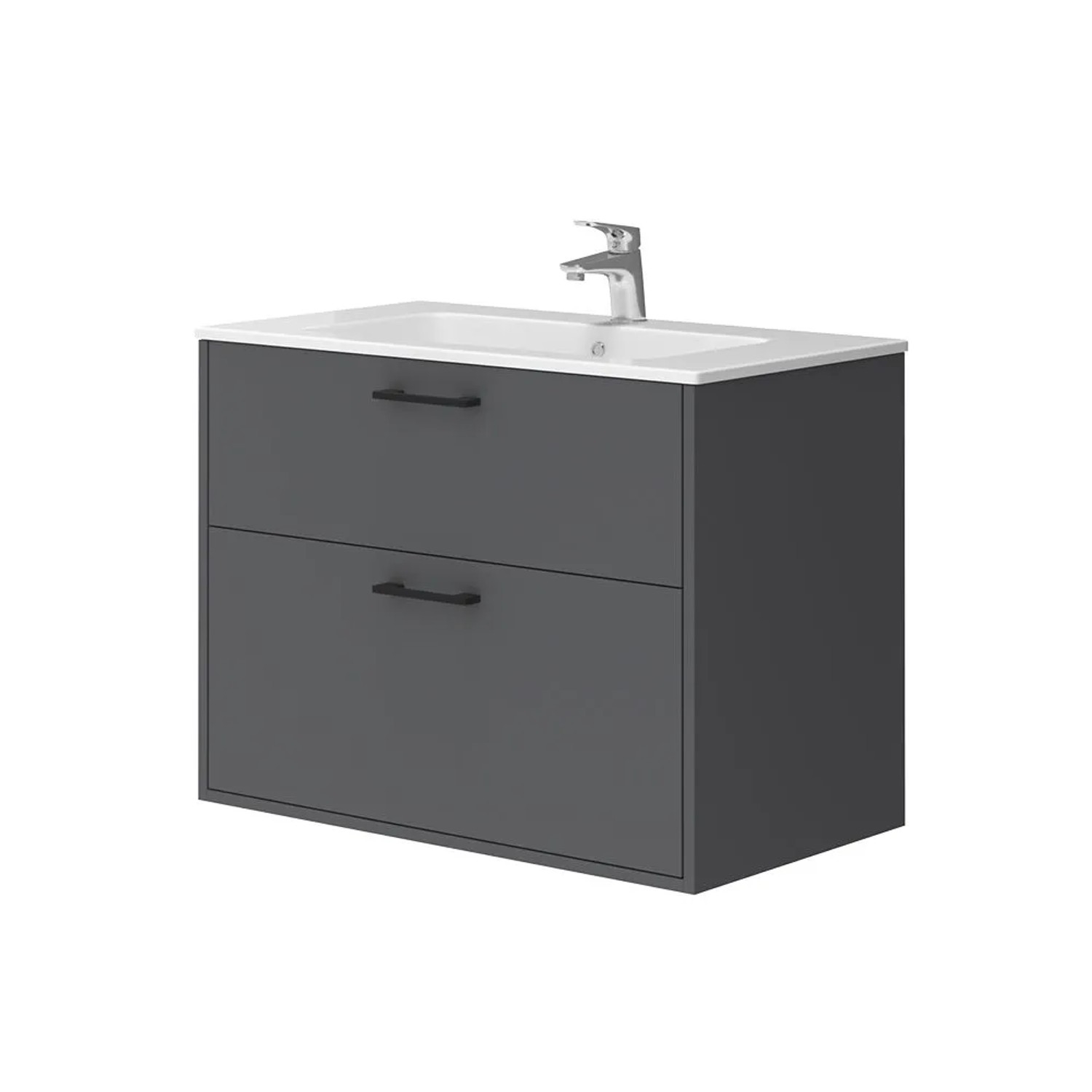Vicco Waschbeckenunterschrank Lanco Anthrazit 80 x 60 2-teilig