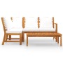 4-tlg. Gartenlounge-Set aus Akazienholz mit creme-weißen Auflagen und Tisch.