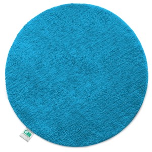 Runde, türkise KARAT Badematte SKY, flauschiger Badteppich mit 120 cm Durchmesser.