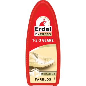 Erdal Bienenwachsschuhcreme für Glattleder, farblos, mit Schwamm für schnellen Glanz.