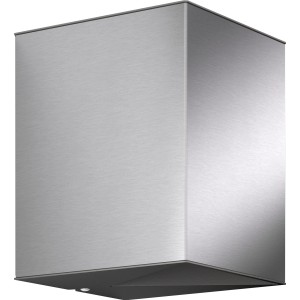 Moderne, würfelförmige Philips LED-Außenwandleuchte aus Edelstahl.