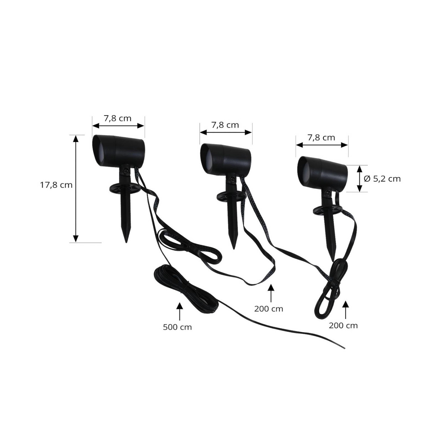 Lindby 3er Set LED Smart Home Wegbeleuchtung Garten Nycta 10020192 Dimmbar Modern in Schwarz 3-flammig_5