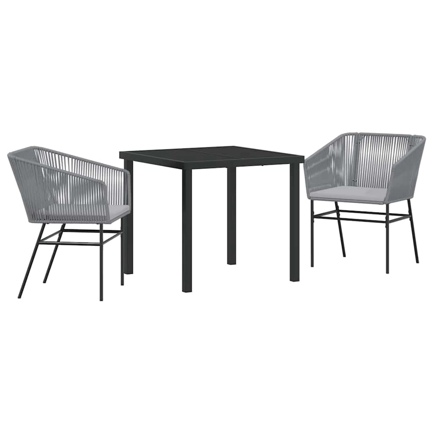 vidaXL 3-Teiliges Garten-Esszimmer Set mit Kissen in Grau aus Poly Rattan 3380932