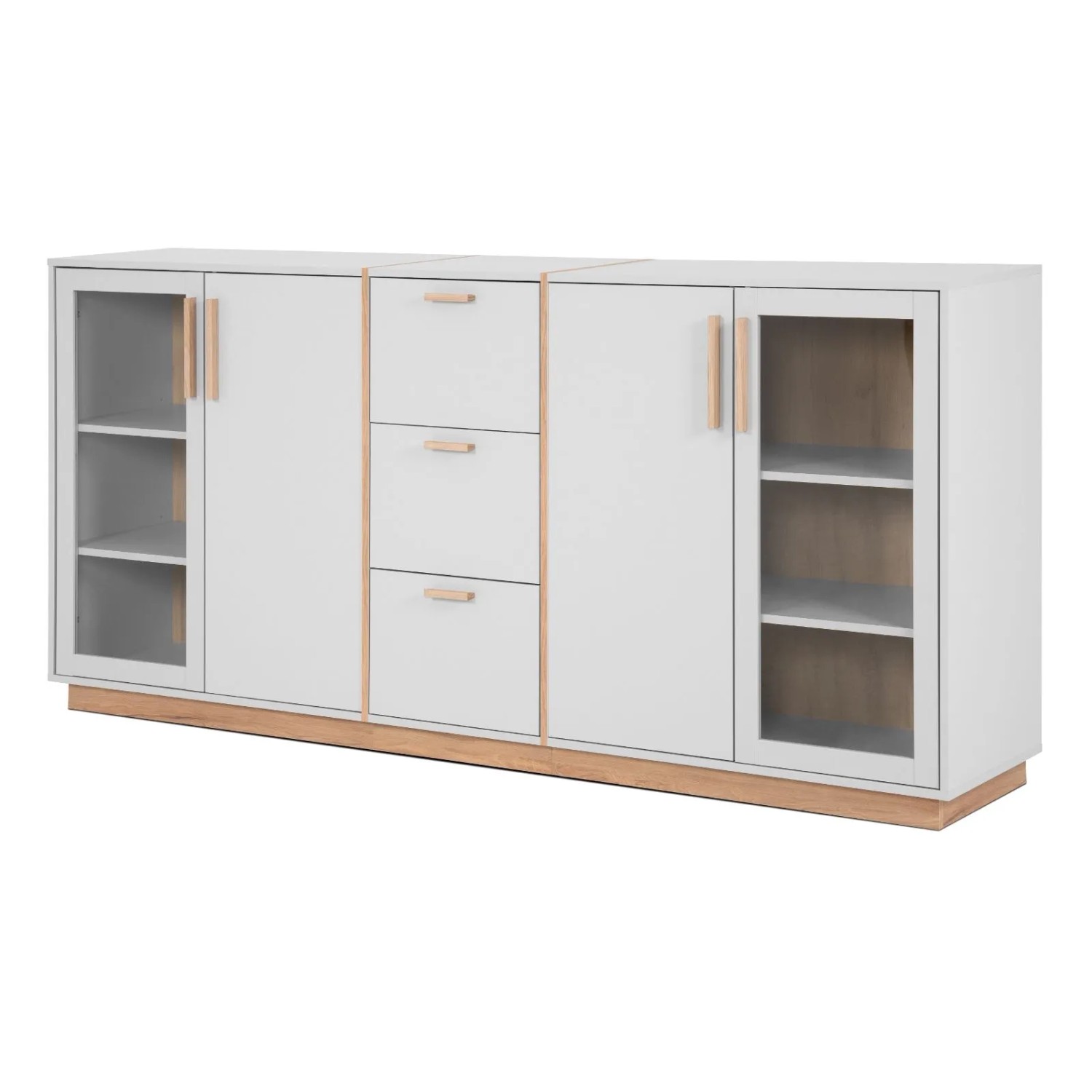 Furn.Design Sideboard Grau und Hickory Walnuss 204 cm Viel Stauraum Hanno günstig online kaufen