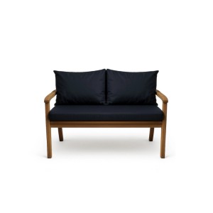 Marineblaues Sitzkissen-Set für 2-Sitzer Gartenbank, bestehend aus Sitz- und Rückenkissen.