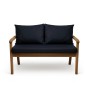 Marineblaues Sitzkissen-Set für 2-Sitzer Gartenbank, bestehend aus Sitz- und Rückenkissen.