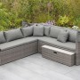 Gartenmöbel Lounge-Gruppe San Marco, Ecklounge mit Dach und grauen Kissen.