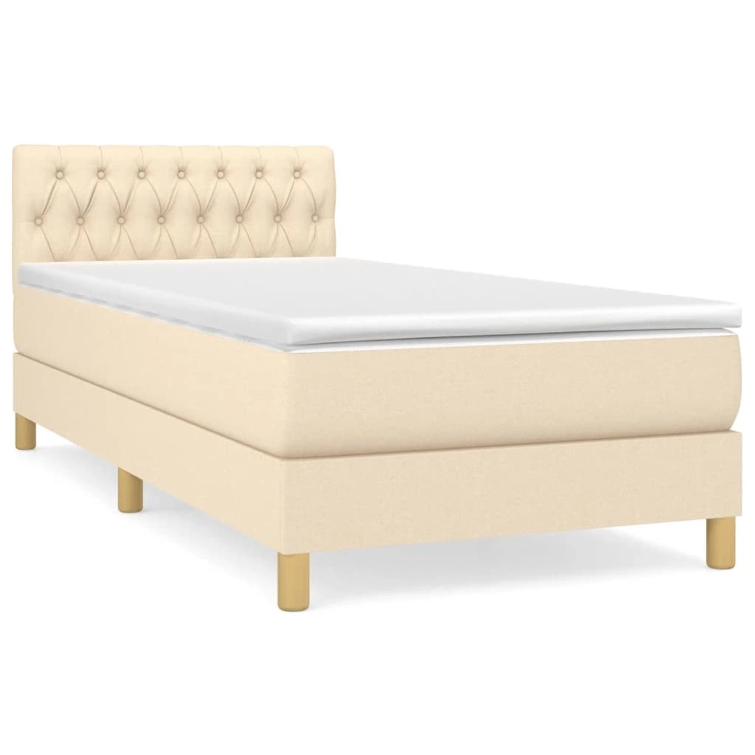 vidaXL Boxspringbett Boxspringbett mit Matratze Creme 100x200 cm Stoff Bett günstig online kaufen