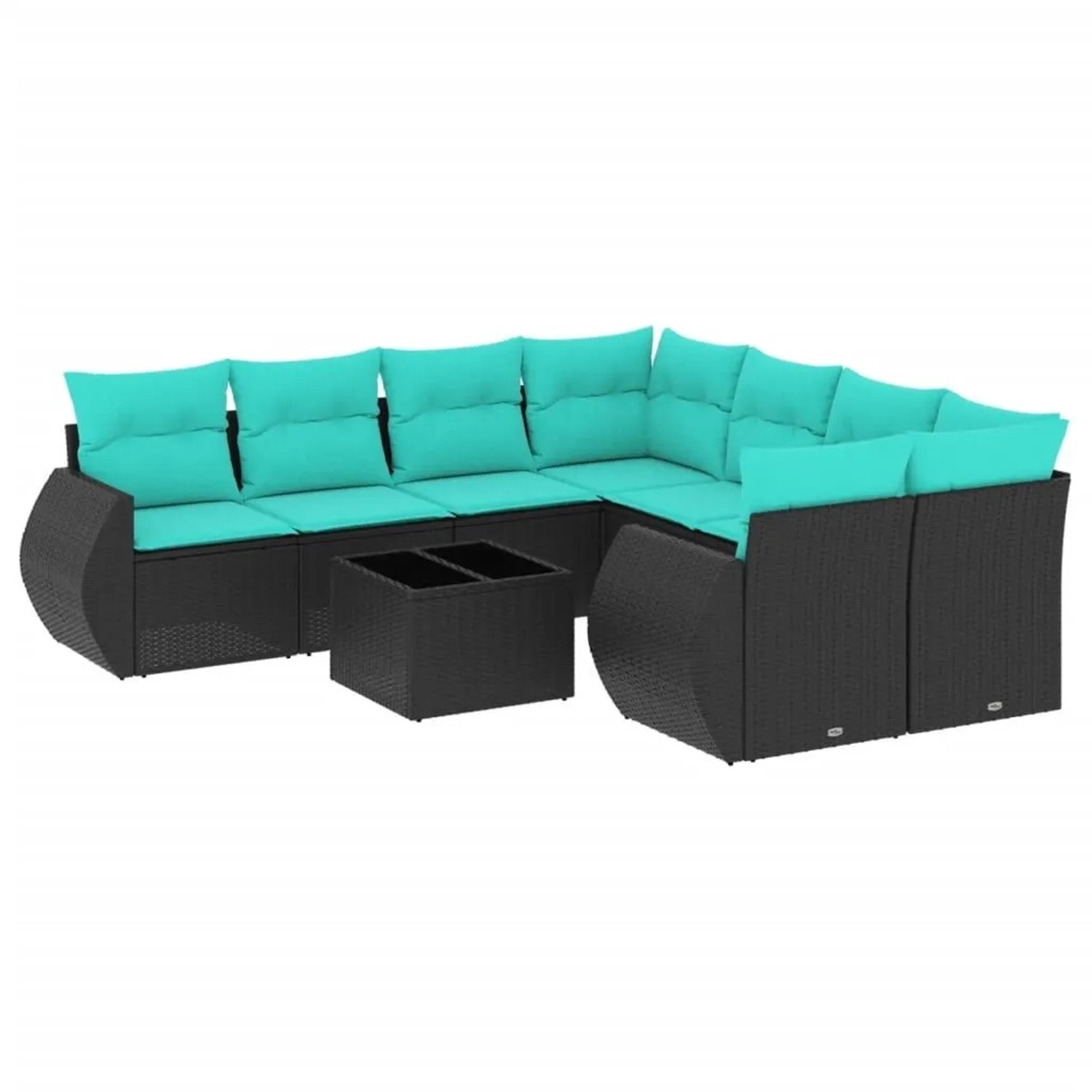 vidaXL 9-Tlg Gartensofa-Set mit Kissen Schwarz Polyrattan 3221156 günstig online kaufen