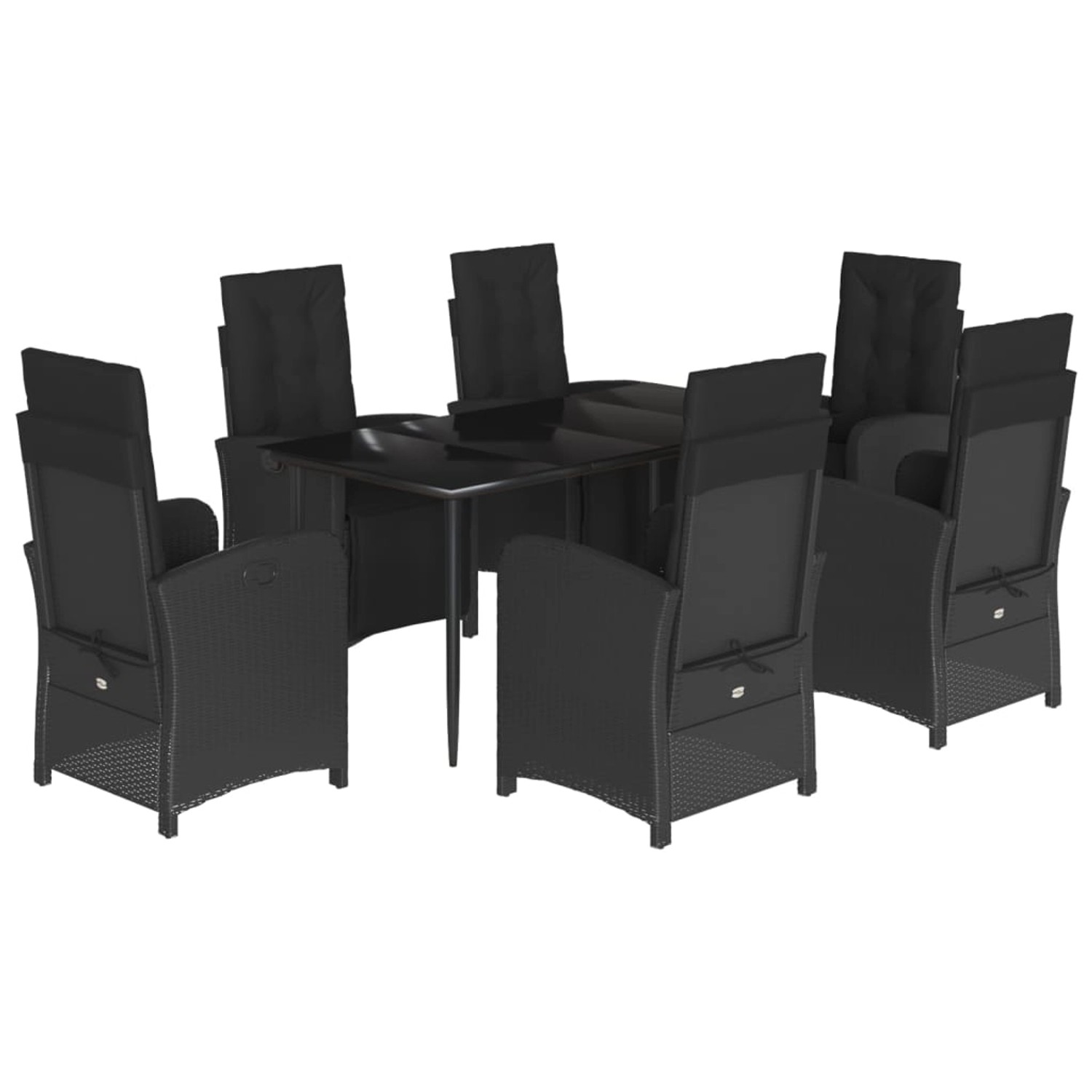 vidaXL 7-Tlg Garten-Essgruppe mit Kissen Schwarz Poly Rattan 3212532 günstig online kaufen