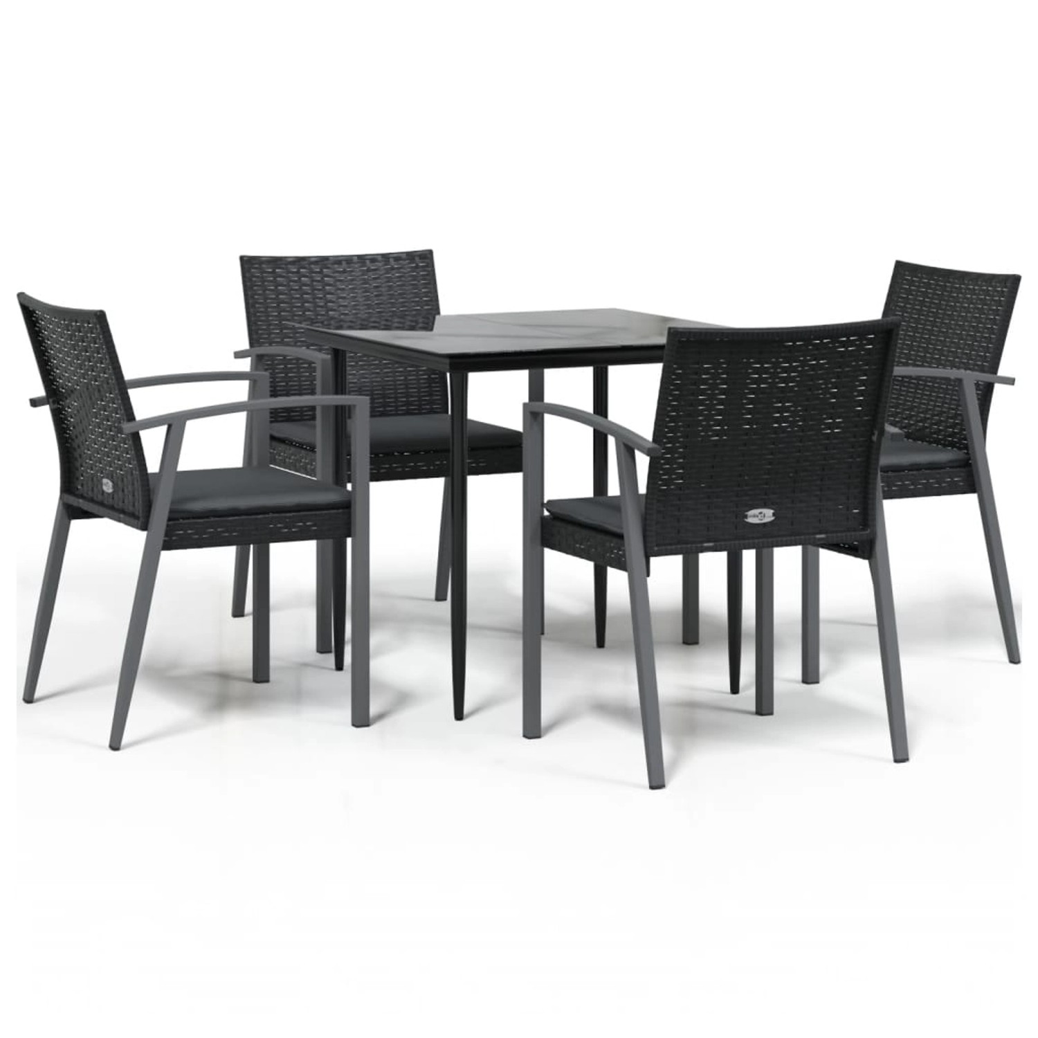 vidaXL 5-Tlg Garten-Essgruppe mit Kissen Poly Rattan und Stahl 3186972 günstig online kaufen