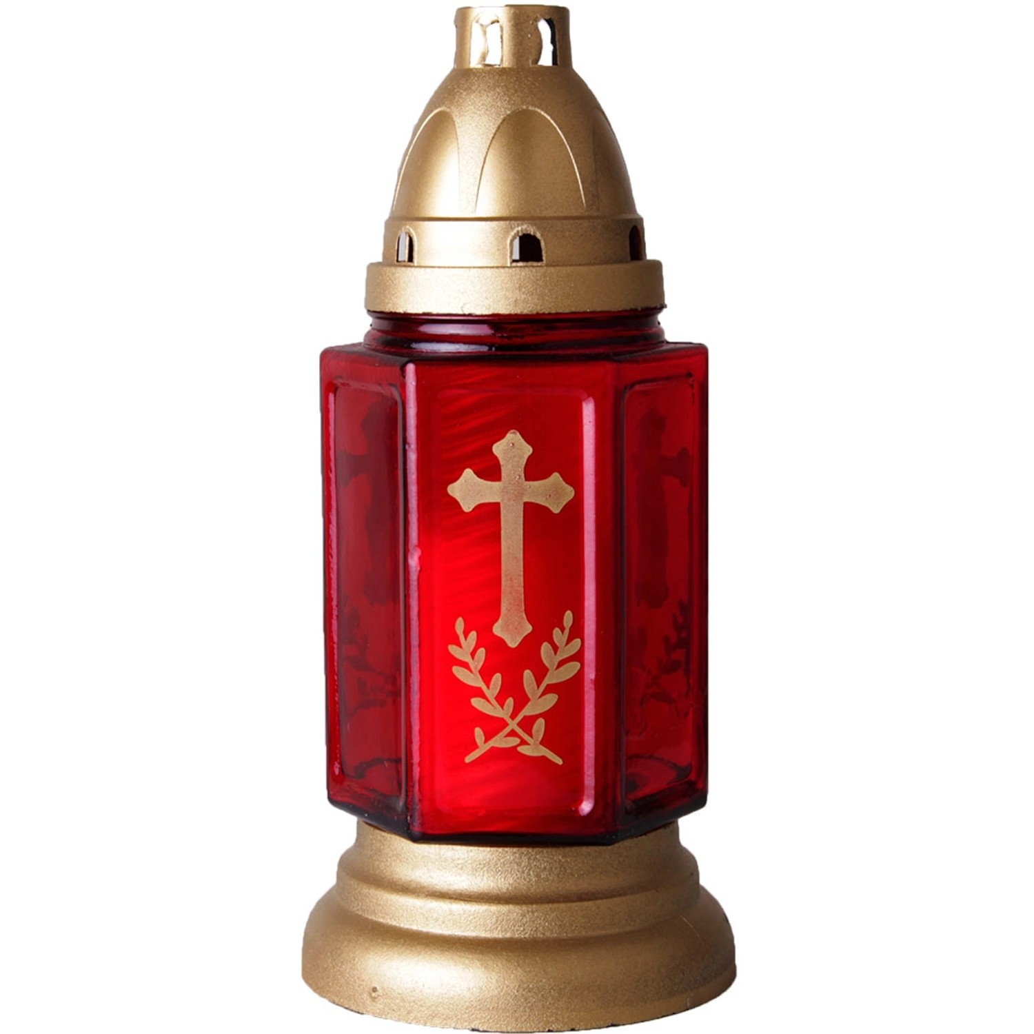 HS Candle Grablicht Mit Glas Bella Rot Kerze 40h & 5 x Ersatz 50h günstig online kaufen