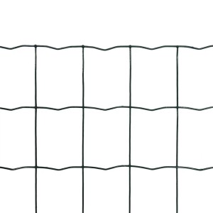 vidaXL Gartenzaun Maschendraht, dunkelgrünes PVC-beschichtetes Stahl-Schweißgitter mit rechteckigen Maschen.