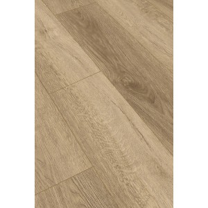 Nahaufnahme: Click-Vinylboden San Francisco Oak Breitdiele, helle Holzoptik.