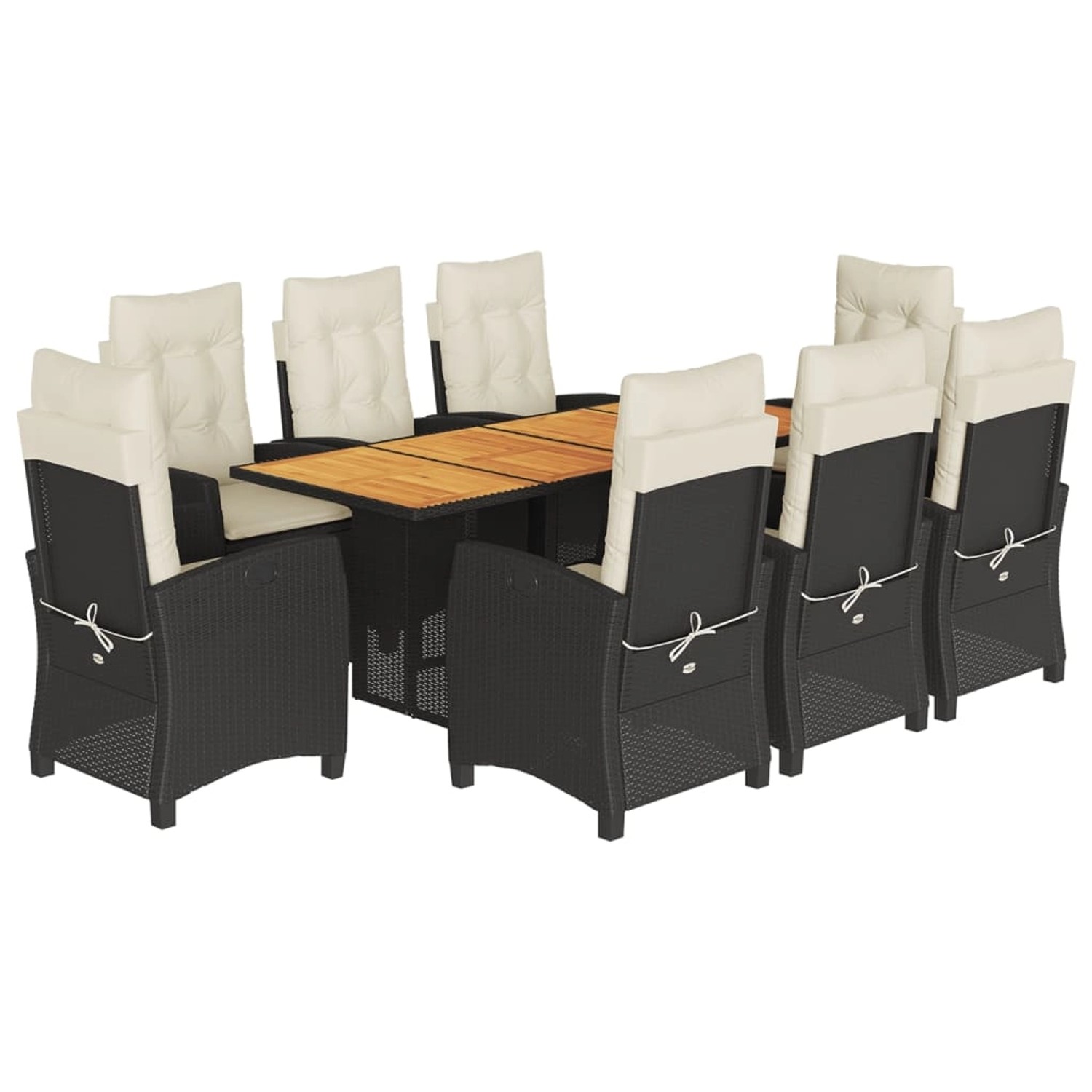 vidaXL 9-Tlg Garten-Essgruppe mit Kissen Schwarz Poly Rattan 3212705 günstig online kaufen