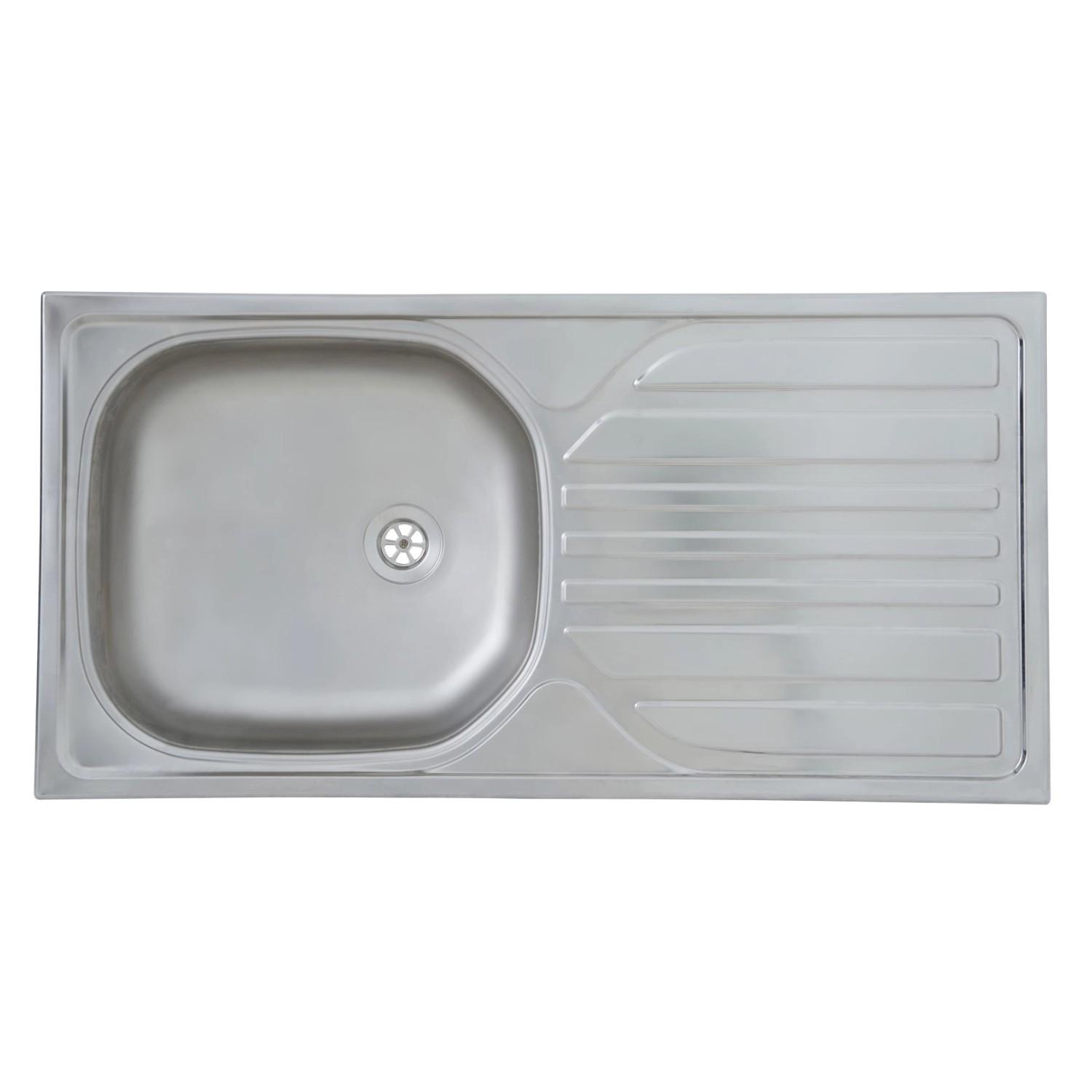 Edelstahl Einbauspüle für Respekta Küchenzeile, Abtropffläche rechts.