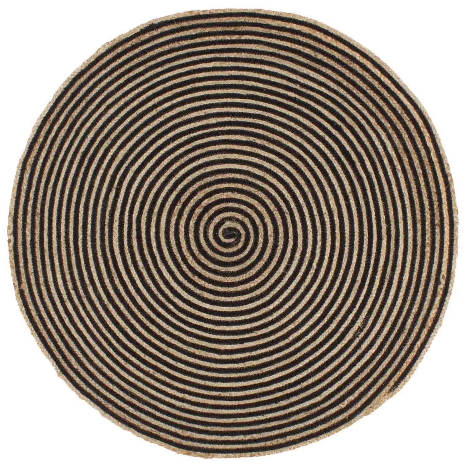 vidaXL Teppich Handgefertigt Jute mit Spiralen-Design Schwarz 150 cm 133721
