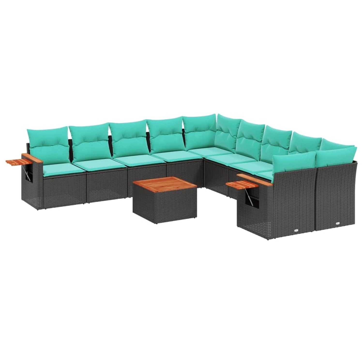 vidaXL 11-Tlg Garten-Sofagarnitur mit Kissen Schwarz Poly Rattan 3227198 günstig online kaufen
