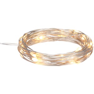 LED-Drahtlichterkette, 2 m lang, mit 20 warmweißen LEDs für Innenräume.