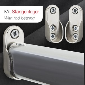 SOTECH Schrankstangenlager für ovale Kleiderstangen, silberfarben, zur Seitenbefestigung. Ein Paar Beschläge für Schränke.