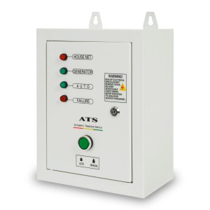 EBERTH ATS Notstromautomatik 10kW, 3-phasiger Transferschalter in weißem Gehäuse mit Statusanzeigen.