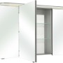 Pelipal Spiegelschrank Quantum 05, anthrazit, 120 cm breit, mit drei Türen und Innenregalen.
