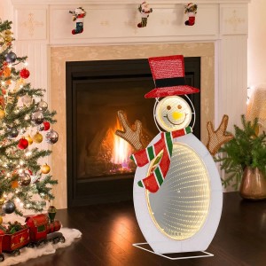 Costway Led Schneemann 64 cm Weihnachtsdeko mit Unendlichkeitsspiegel