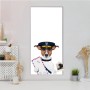 Magnettafel mit Jack Russel als Postbote, 37x78cm. Silberne Magnetwand für Notizen und Fotos.