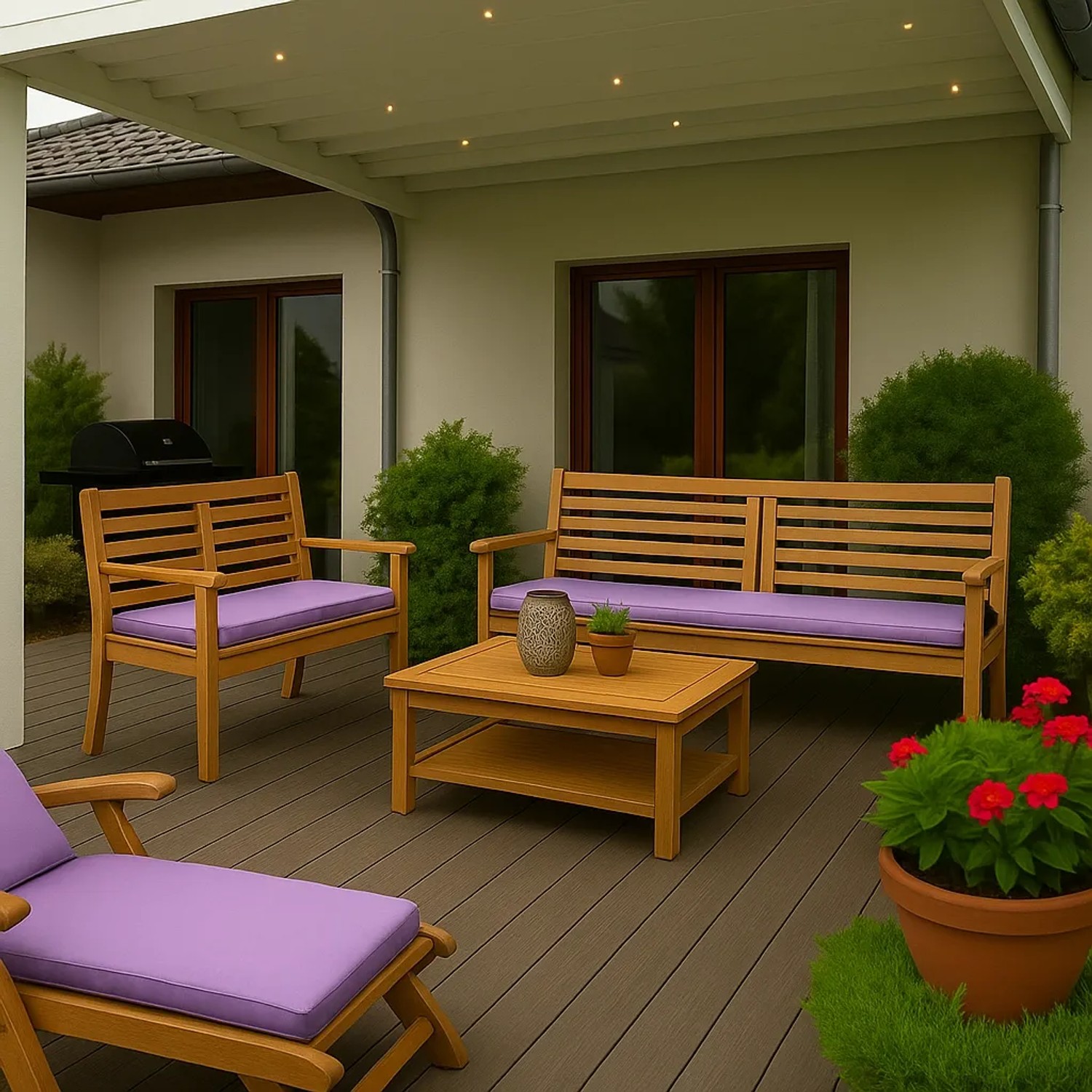 Setgarden Medio Kissen Outdoor Gartenbank Kissen 130x50x7cm Kissen Für 2-Sitzer Bänke 1tlg Purple_5