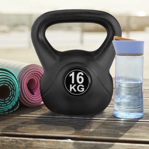 Relaxdays Kettlebell Kugelhantel Kunststoff Schwarz 16 kg