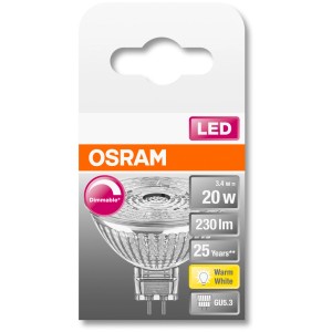 Osram LED-Leuchtmittel GU5.3, 3,4W, warmweiß, 230lm. Dimmbare LED Lampe für Wohnräume.