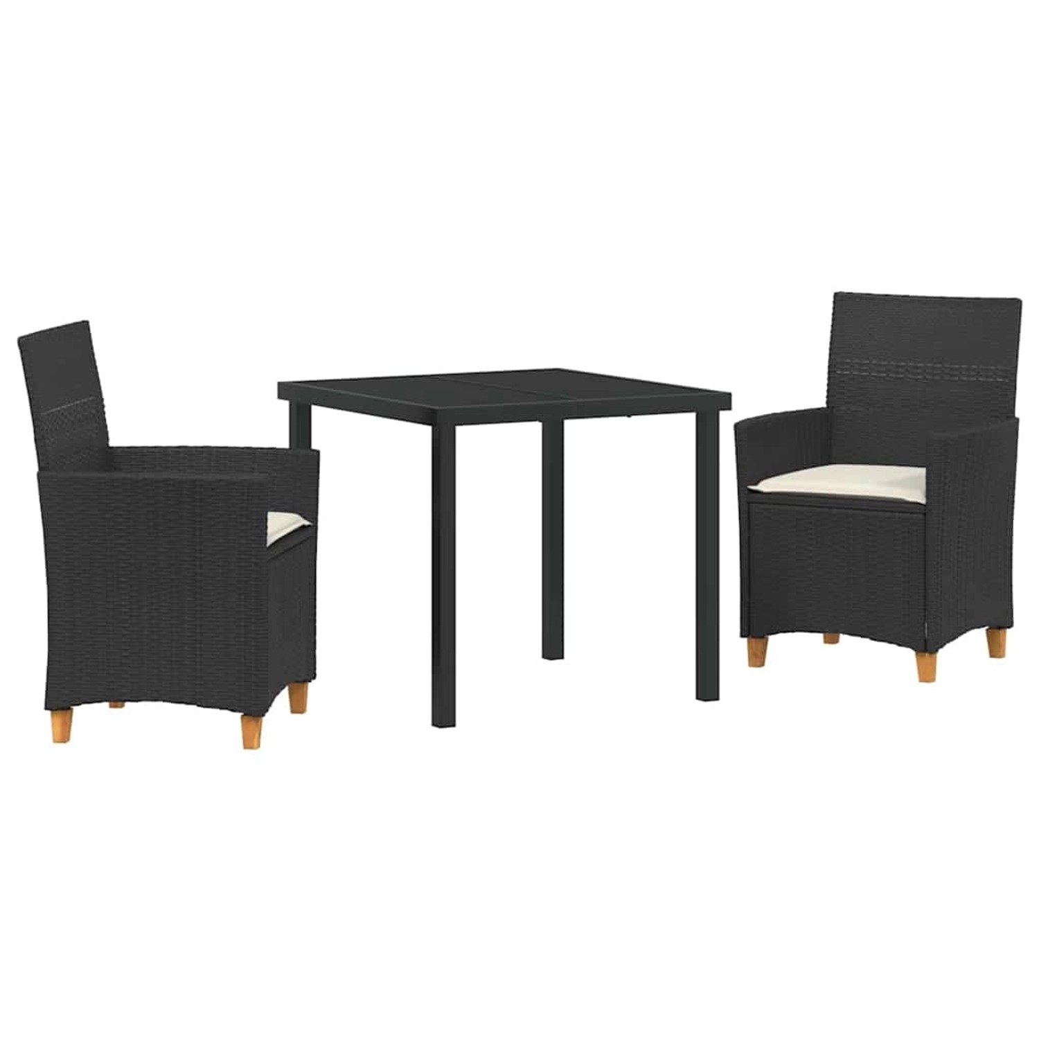 vidaXL Garten Essgruppe 3-Tlg Schwarz Poly Rattan 3381065 günstig online kaufen