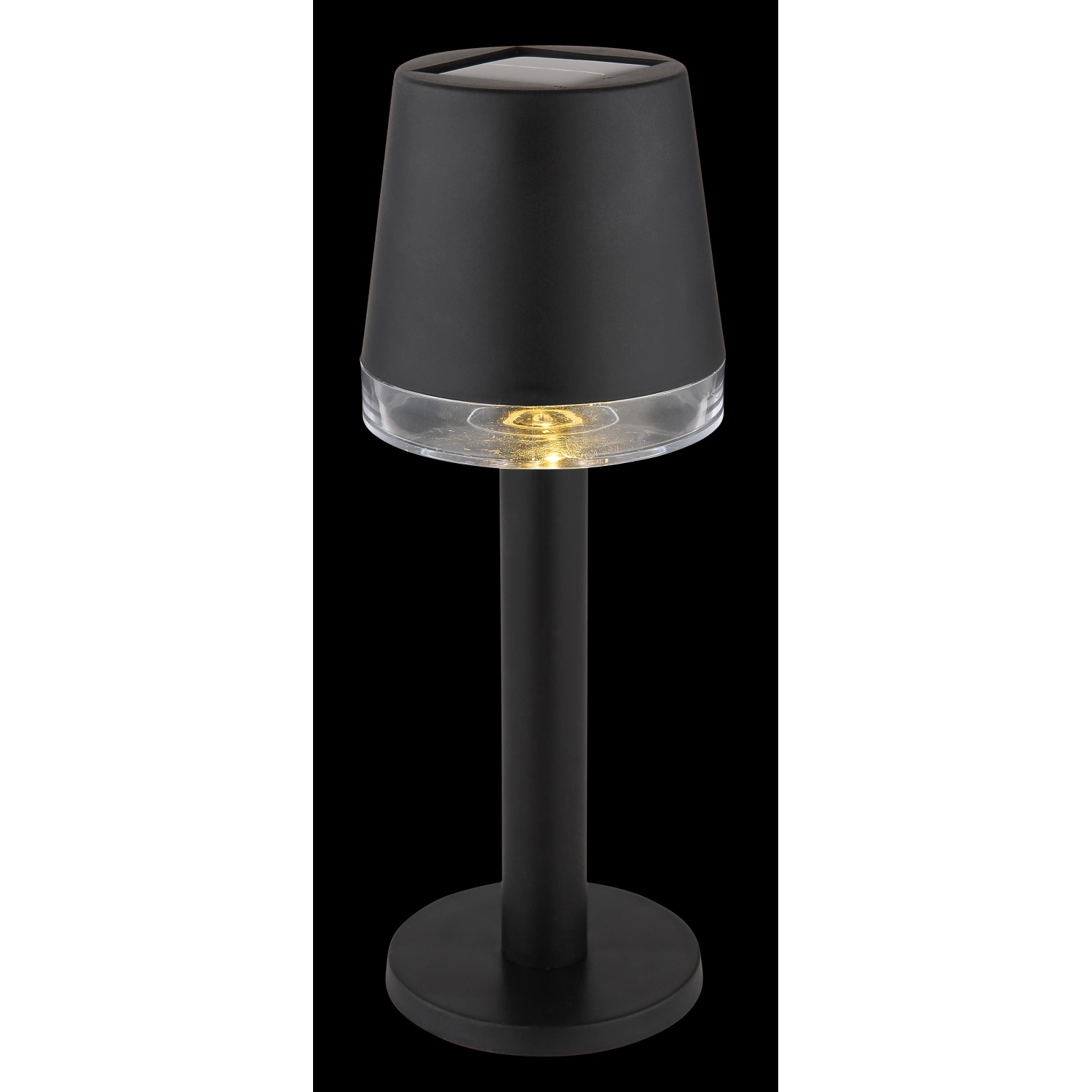 Schwarze Globo LED Solarleuchte aus Kunststoff, Ø 8 cm, für den Außenbereich.