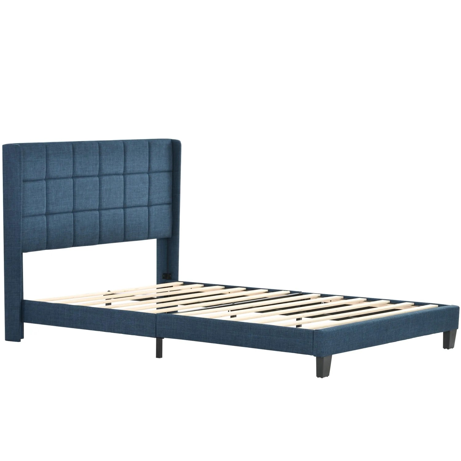 Merax Polsterbett 140x200 Blau Leinen Mit Matratze