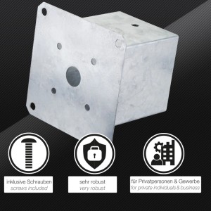 SOTECH Pfostenträger Bodenanker Zum Aufschrauben Vierkant 120 x 120 mm Feuerverzinkt