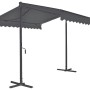 Freistehende, dunkelgraue DELUKE Standmarkise SKORI für Garten und Terrasse.