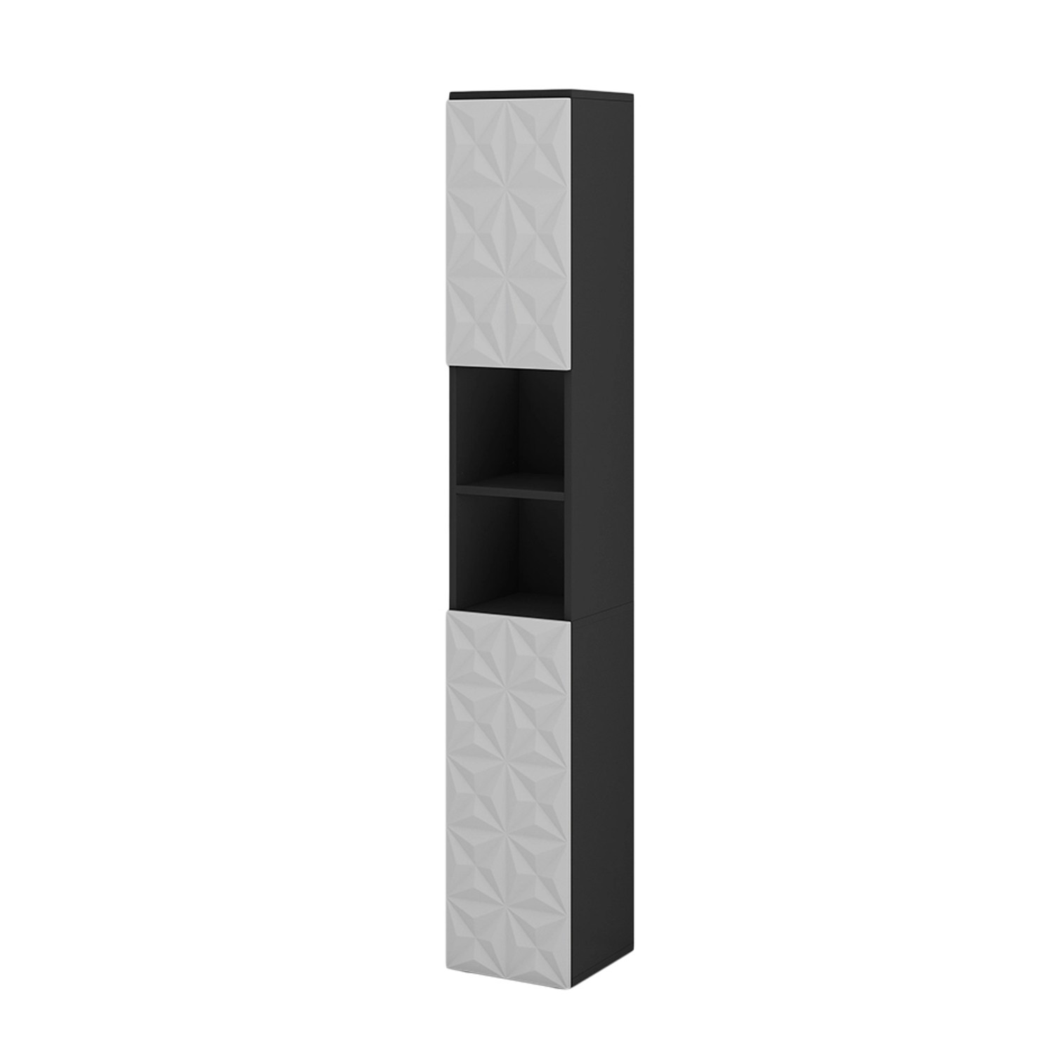 Vicco Badschrank Edge Schwarz/Weiß 30 x 190 cm mit 2 Türen und 3 Fächer