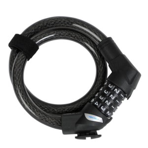 Schwarzes Fischer Seilschloss mit Zahlen, 60 cm lang, für Fahrräder.